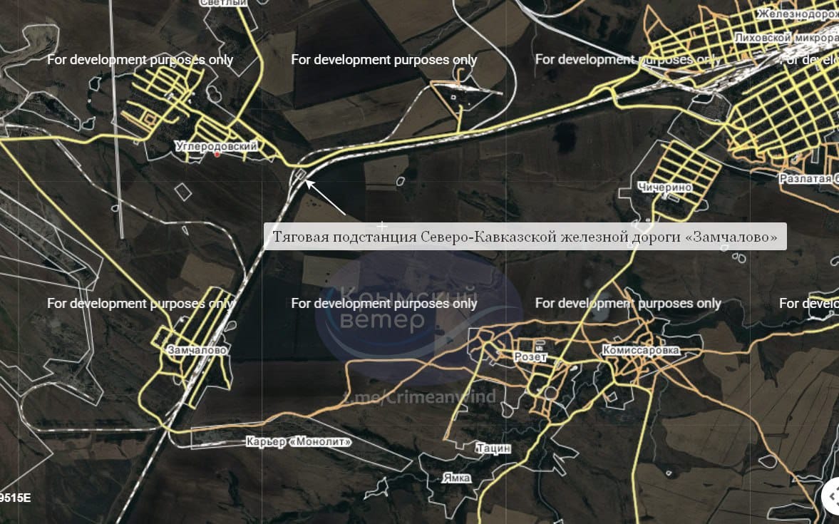 Схема перегона Замчалово-Лихая с указанием подстанции "Замчалово"