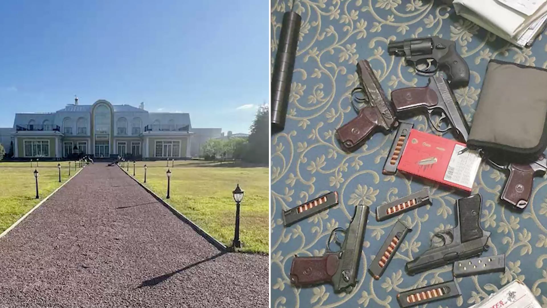 Парики, золотые слитки, оружие и фото с отрезанными головами. Опубликованы фотографии обыска в особняке Евгения Пригожина