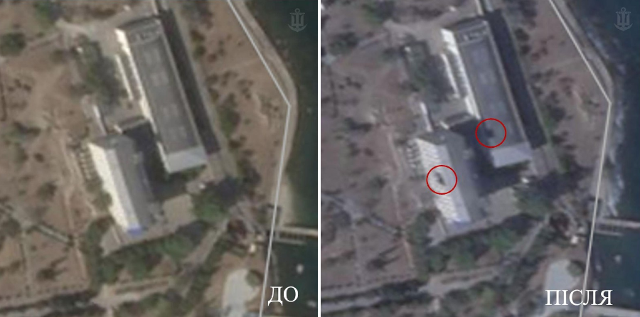 Последствия налета на коммуникационный узел ЧФ РФ в Крыму