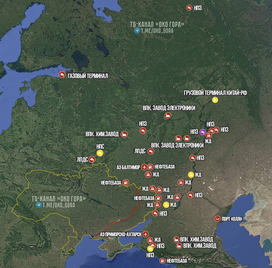Пораженные цели на территории России за август 2025 года